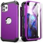 DIVI Shockproof Liquid Silicone Shell with Tempered Glass Screen Protector for iPhone 11 Pro Max 6.5 inch - Purple