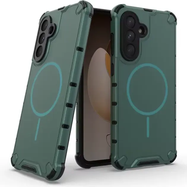 Coque de téléphone magnétique antidérapante, armure de pare-chocs, pour Samsung S25 5G pour Magsafe DARK GREEN
