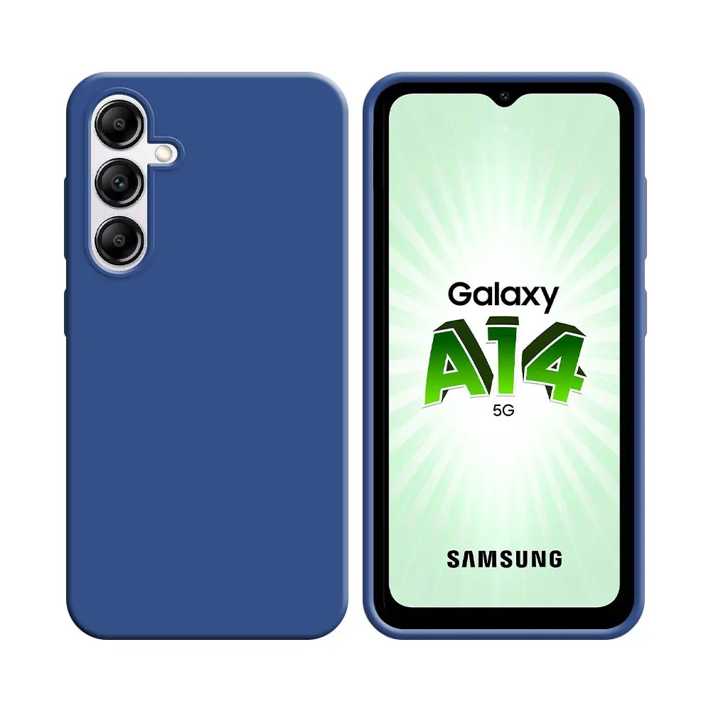Coque Silicone Compatible pour Samsung Galaxy A14 5G A146P/Galaxy A14 4G A145 (#16) Bleu Marine