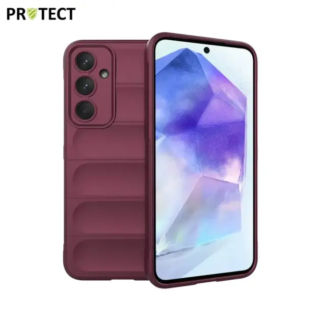 For Samsung Galaxy A55 5G Non-Slip Soft TPU Phone Case Drop-Proof Cell Phone Protective Cover - WINE RED
