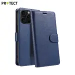 Leather Cover for iPhone 16 Pro Skin-touch Flip Stand Wallet Imprinted Line Anti-drop Phone Case - Blue