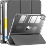 Étui INFILAND pour iPad (A16) 11e/10e génération (2025/2022), coque intelligente antichoc avec dos transparent, protection avec fonction veille/réveil automatique, gris sidéral