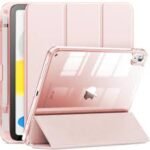 Étui INFILAND pour iPad (A16) 11e/10e génération (2025/2022), coque intelligente antichoc avec dos transparent, protection avec fonction veille/réveil automatique, or rose