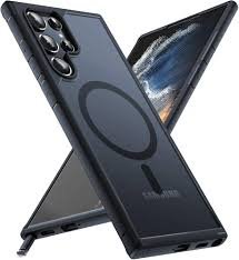 Coque magnétique ivoler noire mate pour Samsung Galaxy S22 Ultra 5G, compatible MagSafe, [Protection antichoc de qualité militaire] Coque arrière anti-rayures en silicone liquide fin