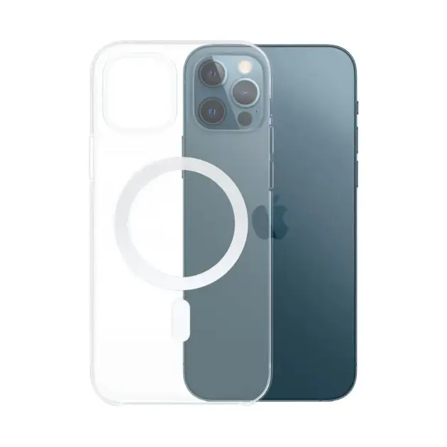 Coque Silicone MagSafe Compatible pour Apple iPhone 12 & iPhone 12 Pro Transparent