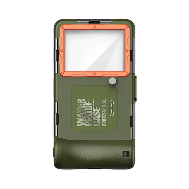 Coque Étanche pour Smartphone Universelle 6.8" avec Bouton Photo Vert