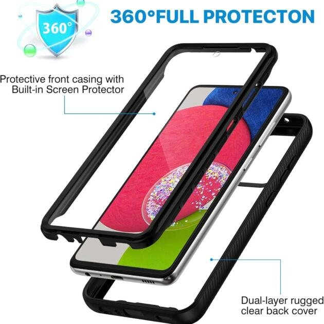 Coque de Protection Intégrale 360° pour Samsung Galaxy S25 Ultra Noir — Bumper Anti-Chocs avec Protège-Écran Intégré