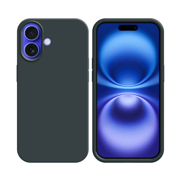 Coque Silicone Compatible pour Apple iPhone 16 Noir