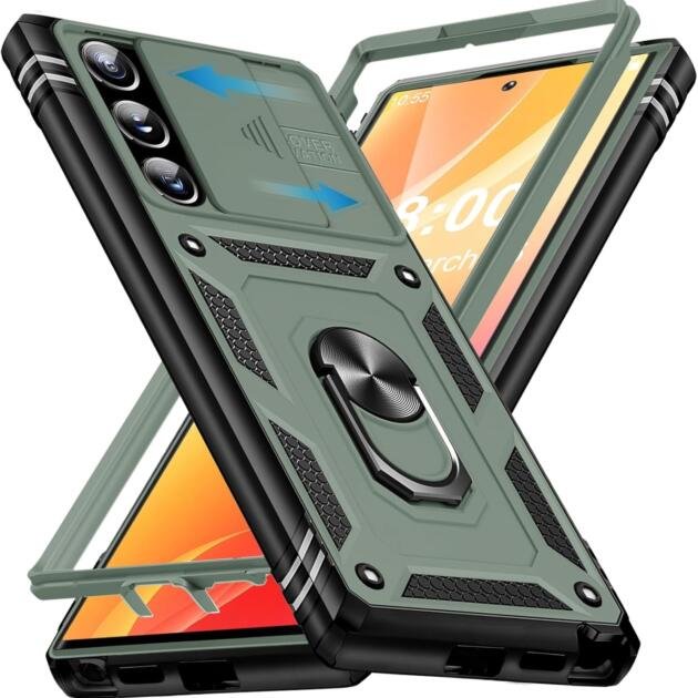 Coque de Protection avec Anneau Rotatif 360° et Protection Caméra pour Samsung Galaxy S26 Ultra 5G Vert