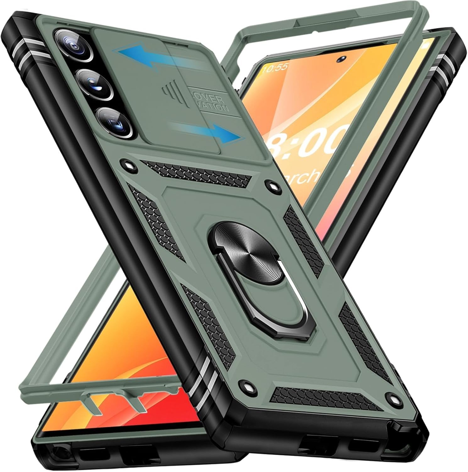Coque de Protection avec Anneau Rotatif 360° et Protection Caméra pour Samsung Galaxy S26 Ultra 5G Vert
