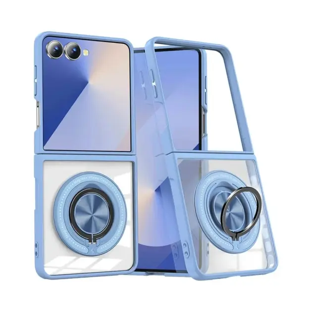 Coque de Protection Magnétique avec Bague 360° pour Samsung Galaxy Z Flip 8 Bleu (SM-F776)