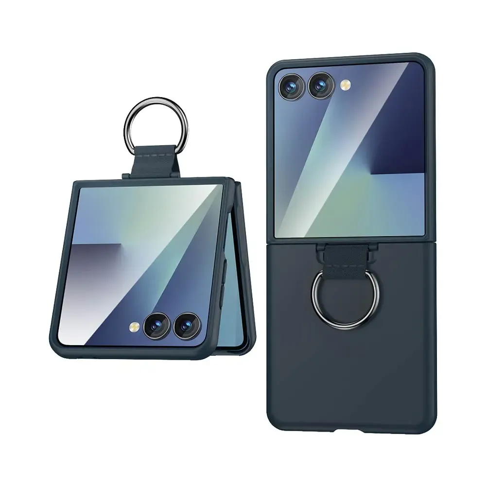 Coque de Protection avec Anneau pour Samsung Galaxy Z Flip 8 Bleu Marine (SM-F776)