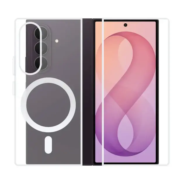 Coque Silicone MagSafe Compatible pour Samsung Galaxy Z Fold 8 Ultra F976 Transparent