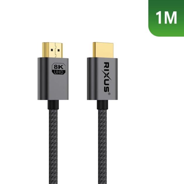 Câble HDMI Premium 8K Rixus RXHU11 1m Gris Sidéral