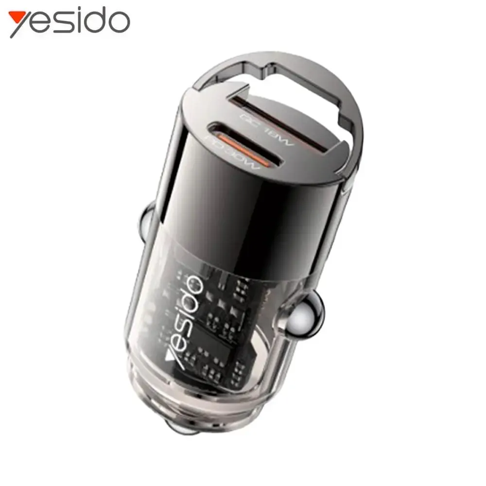 Chargeur Voiture Allume-Cigare Yesido Y68 SUPER FAST (USB-C PD30W + USB-A QC18W) Noir