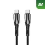Câble de Charge Rapide Rixus RXUC39C USB-C vers USB-C Tressé Nylon 3m Noir