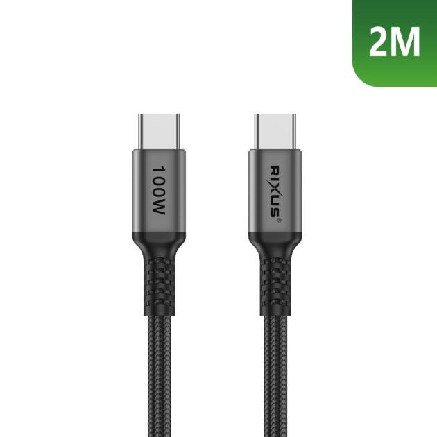 Câble USB-C vers USB-C Rixus RXUC05 100W 2m Gris Sidéral