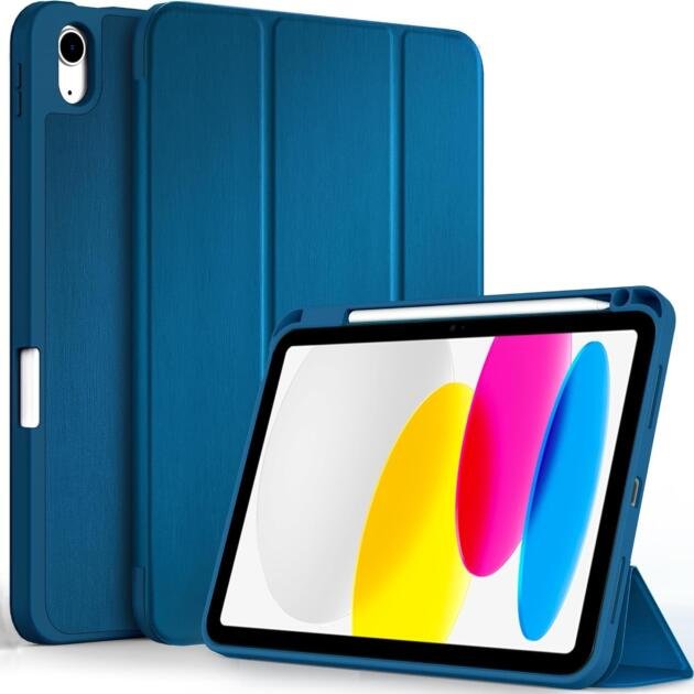 Housse de Protection avec Porte-Crayon pour Apple iPad 11e génération (A16) et iPad 10e génération 11" Bleu