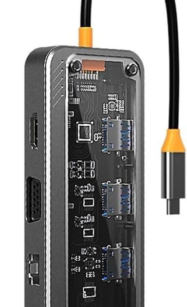 Hub USB-C Station d'Accueil 10-en-1 — HDMI 4K, VGA, USB-C PD, USB 3.0, Ethernet RJ45, SD/TF