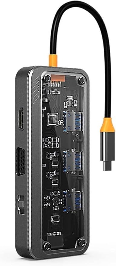 Hub USB-C Station d'Accueil 10-en-1 — HDMI 4K, VGA, USB-C PD, USB 3.0, Ethernet RJ45, SD/TF