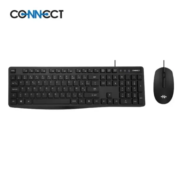 Pack Clavier et Souris Filaire CONNECT AZERTY Noir