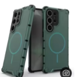 Coque magnétique antidérapante MagSafe pour Samsung Galaxy S25 - Vert Foncé