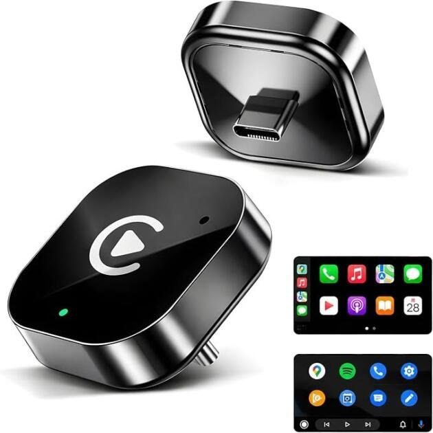 Adaptateur Dongle Sans Fil USB-C CarPlay et Android Auto Noir Brillant